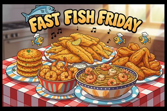 Fast Fish Friday Plate- Golden Catch Trio, Ocean Lover's Combo, Shrimp Soirée (10 Pc), Luxe Scallop & Shrimp Pasta